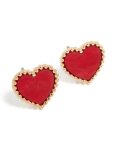 Goldair Gold Red Acrylic Heart Stud Earrings