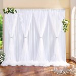 1PC Romantic White Wedding Backdrop Curtain Multi-size Choice See Through Background No Pleated Snow Textile Curtain For Birthda