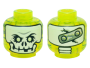 Parts Minifigure Head Alien Ghost With White Skull Face Yellowish Green Eyes And Metal Plate On Back Pattern - Hollow Stud 3626CPB1392