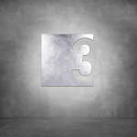House Number D13 - 300 X 300 Rusted Steel Warm White