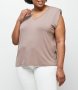 Edit Plus Women's V-neck Shoulder Pad T-Shirt - Mocha