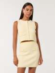 Aria Boucle Knit Tank Top - L Lemon