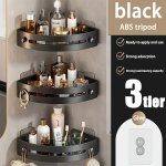 3PCS Triangle Shower Caddy Wall-mounted No-drilling Bathroom Organizer Plastic Storage Rack For Cosmetics & Toiletries Home & Ki