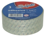 Scripto Adhesive Tape - 12mm X 33m Shrink Pack Of 3