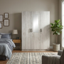 3 Door Wardrobe With Centre Mirror In Light Oak Finish