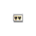 Composable Classic Link Double Heart Black Glitter