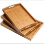 3 Piece Sturdy Rectangle Wooden Tray Set Tray