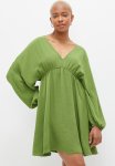 Empire MINI Dress With Back Tie Detail - Pistaccio
