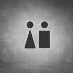 Toilet Male And Female Sign D03 - Black - Powder Coated Aluminum