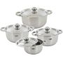 8 Piece Stainless Steel Cookware Pot Set With Glass Lids