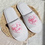 Girls' Trip Cozy Plush Slippers - Lightweight Open Toe Indoor Shoes With Vibrant Pink Print - Perfect For Vacations Spa Days & B