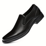 Plus Size Men's Solid Slip On Dress Shoes Breathable Wear-resistant Non Slip Shoes For Business Office Spring Summer And Autumn