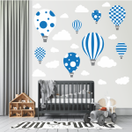 Large Hot Air Balloon Wall Stickers - Black