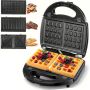 3-IN-1 Waffle Maker Plug Sandwich Maker Grill Breakfast Maker