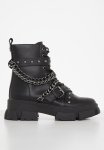 Tranquil Leather Chain Biker Boot - Black