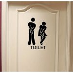 1PC Vinyl Sticker Fun Toilet Entrance Sign Decal Bathroom Door Diy Decal