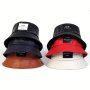 PU Leather Trendy Bucket Hat Classic Label Patch Solid Color Basin Hats Casual Adjustable Sunshade Fisherman Cap For Women & Men