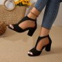 Women's Block Heeled Sandals Elegant T-strap Peep Toe High Heels Fashion Peep Toe Going Out Pumps