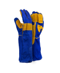 Superior Blue Leather Lined Welding Gloves Leather Full Palm And Finger Reinforcing – 20CM Cuff