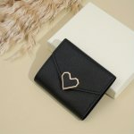 Chic Heart-shaped MINI Wallet For Women - Compact Foldable Design With Multiple Card Slots & Coin Purse Faux Leather