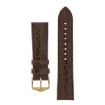 Crocograin Crocodile Embossed Leather Watch Strap In Brown - 20MM Silver