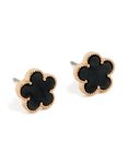 Goldair Gold Black Acrylic Flower Stud Earrings