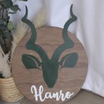 Wooden Name Board Buck Theme Olive Green With Name