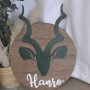 Wooden Name Board – Buck Theme – Olive Green With Name