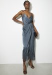 Fringe Wrap Dress - Anthracite