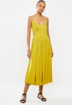 Satin Voluminous Maxi Dress - Lime