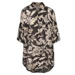 Floral Print Long Shirt - Black Free