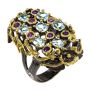 Blue Topaz & Amethyst Sterling Silver Gunmetal Gild Ring
