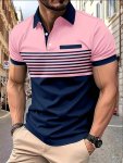 Men's Stripes Graphic Print Golf T-Shirt For Summer Business Outdoor Short Sleeve Tennis Tees