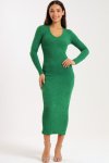 Ladies Italian Ribbed Long Sleeve Bodycon Midaxi Dress