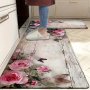 Floral Anti-Fatigue Comfort Kitchen Floor Mat - Rectangular Non-Slip Polyester Rug For Office Entryway Living Room Bedroom Laundry Room - Machine Washable Indoor Doormat