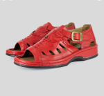 Duna : Leather Sandal In Red Soft Saddle