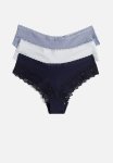 3-PACK Lace-trimmed Hipster Briefs - Navy Blue light Blue