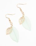Goldair Gold Filigree Green Acrylic Leaf Drop Earrings
