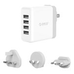 Orico 4 Port 34W Uk au eu Universal Travel Wall Charger Whit