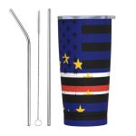 Cape Verde Verdean Flag Novelty Blur Style Insulated Water Bottle Double-wall Vacuum Stainless Steel Reusable Leak & Sweat Proof