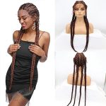 Xiweiya 6 Brown Braied Wig Long BRAIDS100% Hand-braided Dark Brown Wigs 360 Swiss Lace Front Brunette Double Dutch Braided Wigs