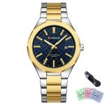 - Men's Silver And Gold Luxury Stainless Steel Analogue Watch