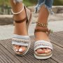 Women's Wedge Heeled Sandals Casual Open Toe Platform Shoes Comfortable Buckle Strap Sandals