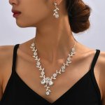 Elegant 3-PIECE Jewelry Set High-end Rhinestone Women's Earrings & Necklace Street Style Accessories For Wedding Party Gifts For