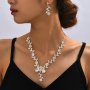 Elegant 3-Piece Jewelry Set High-End Rhinestone Women's Earrings & Necklace Street Style Accessories For Wedding Party Gifts For Eid