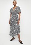 Edit Flutter Sleeve Wrap Fit & Flare Dress - Black Mono Foliage Ditsy