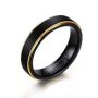 5MM Black With Gold Edge Wedding Band In Tungsten Size 9