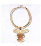 Multi String Resin Choker Necklace - Beige Free