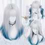 Synthetic Wig Long Straight Ombre Two Tone Silvery Grey Blue Hair For Cosplay With Bangs Anime Cosplay Wig Costume Wig