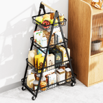 4 Tier Fruit Vegetable Storage Rack With Wheels - White